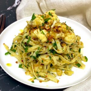 Roasted Cauliflower Pasta with Caper Lemon and Parsley