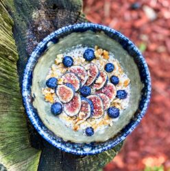 Warm Oats with Figs Nuts Seeds and a Peanut Butter Drizzle