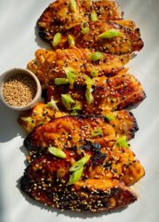 miso sake broiled tilapia with sesame seeds