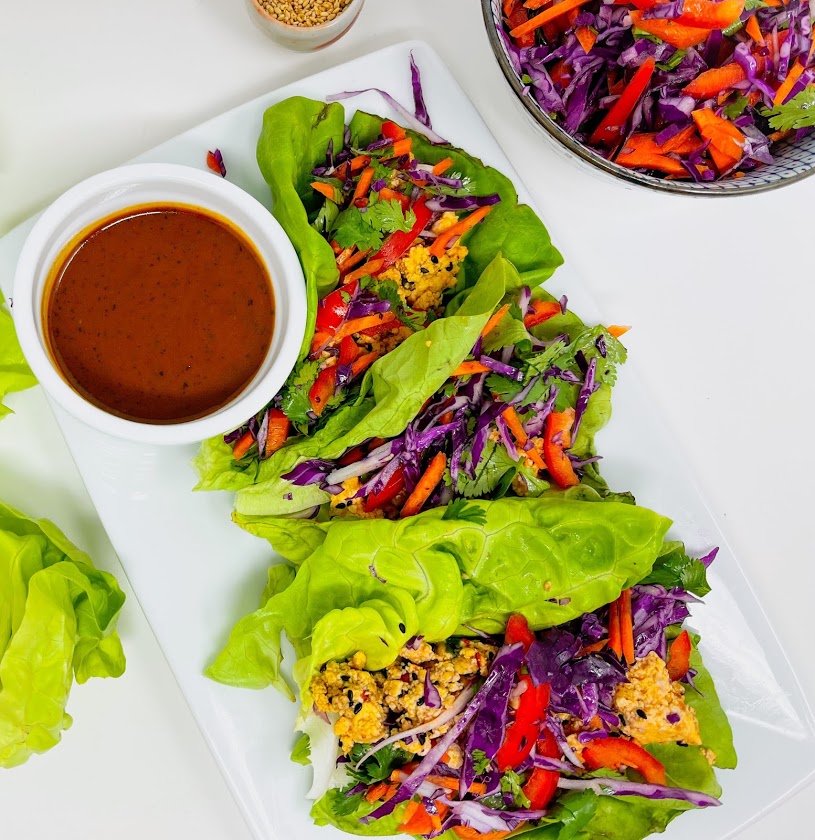 Asian Tofu Lettuce Wraps - Jess Delicious Living - Appetizers