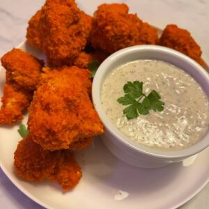 Vegan buffalo cauliflower wings